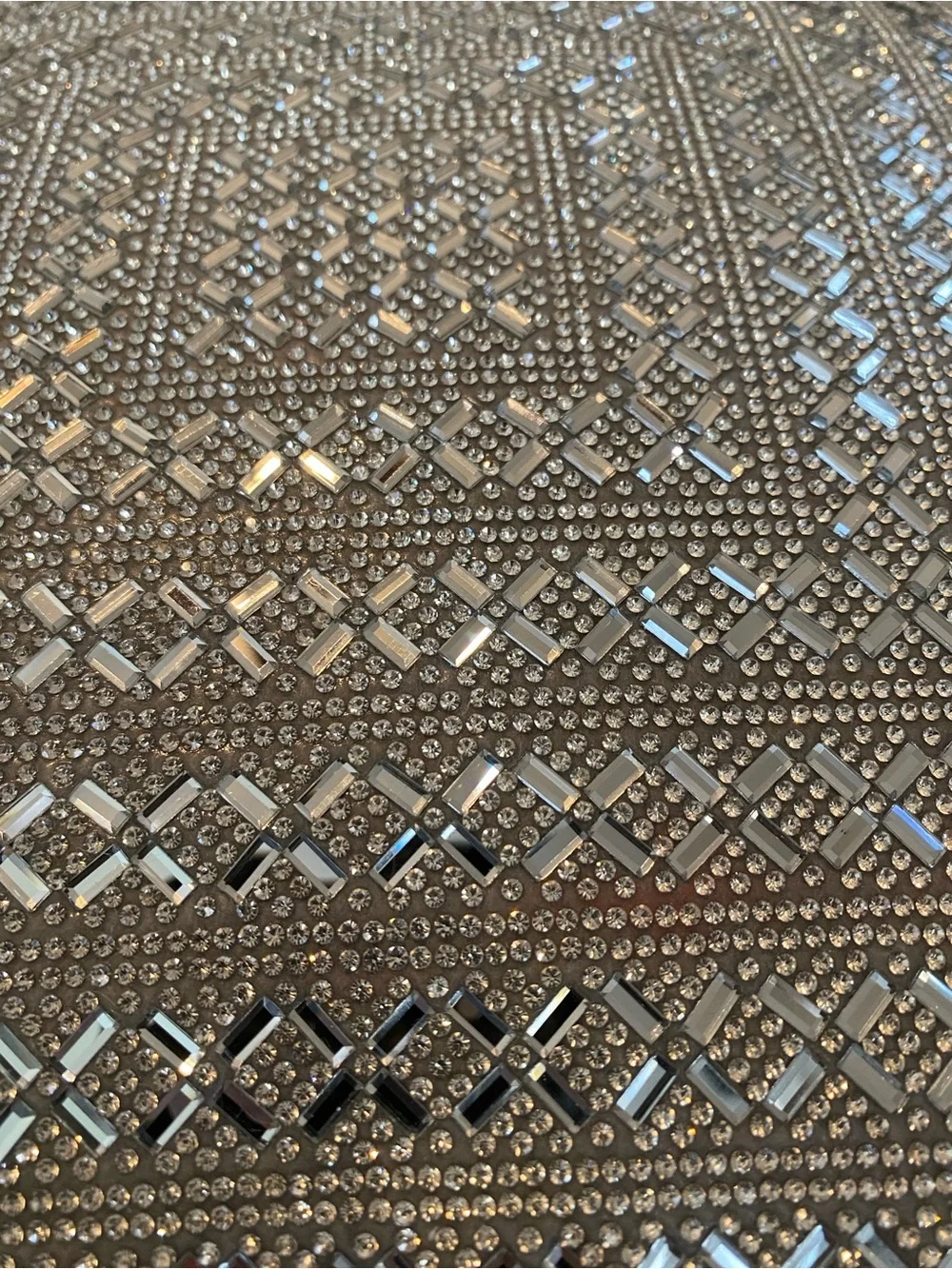 Embellished Rhinestones Square Throw Pillow - Silver & Gray